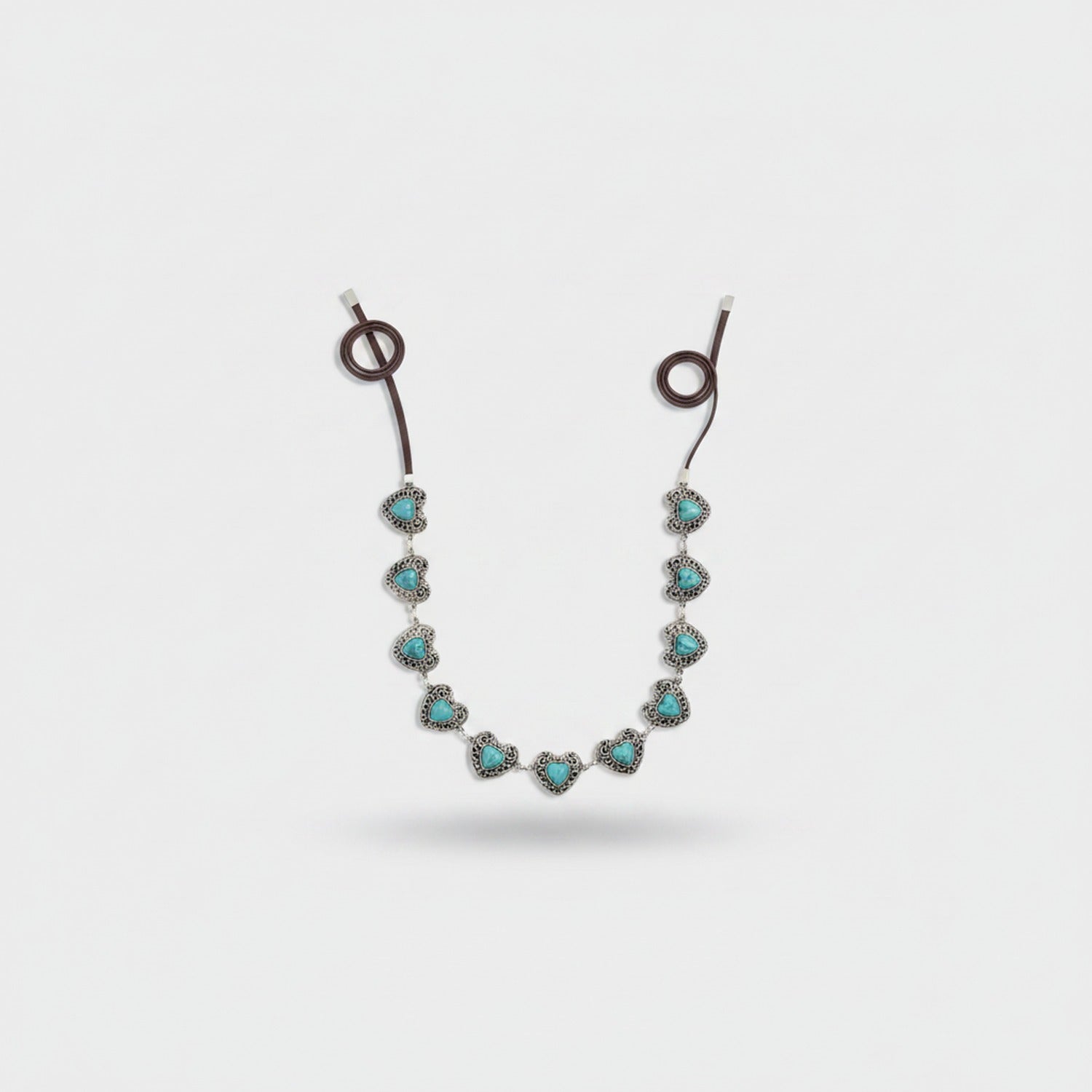 Turquoise Heart Beaded Chain Belt