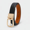 Black Leather Belt With Gold Buckle