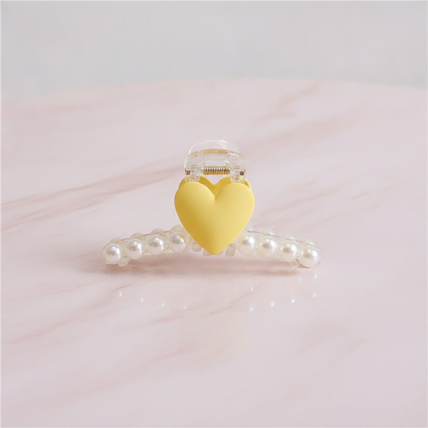 Yellow Heart Pearl Beaded Hair Claw
