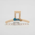 Wooden Hair Claw With Blue Charm Detail – hair accessories (view 1)