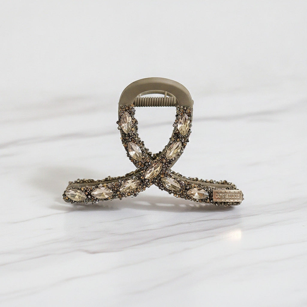 Rhinestone Claw Hair Clip - Champagne