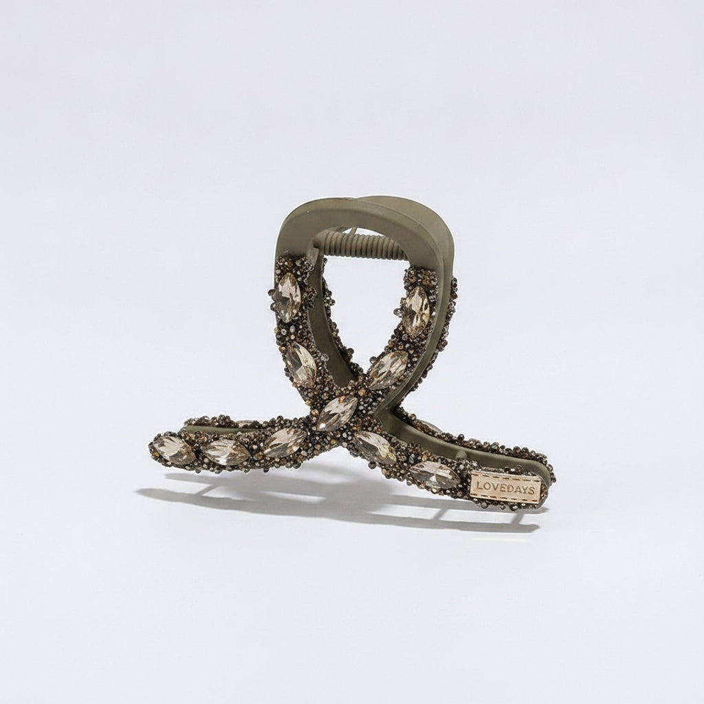 Rhinestone Claw Hair Clip - Champagne