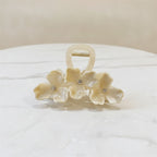 Pearl Flower Hair Claw Rhinestone - Cream White