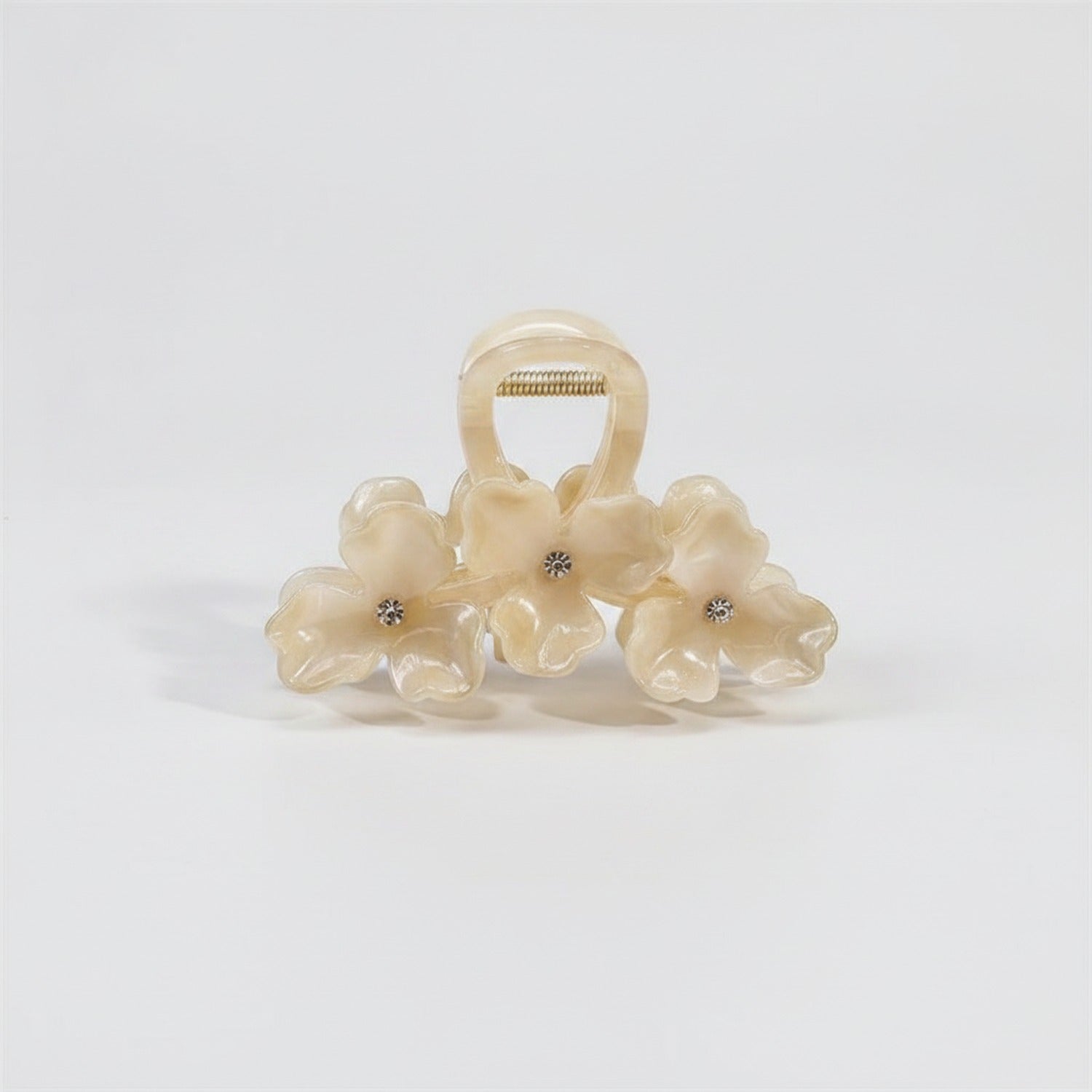 Pearl Flower Hair Claw Rhinestone - Cream White