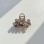 Pearl Flower Hair Claw Rhinestone - Gray