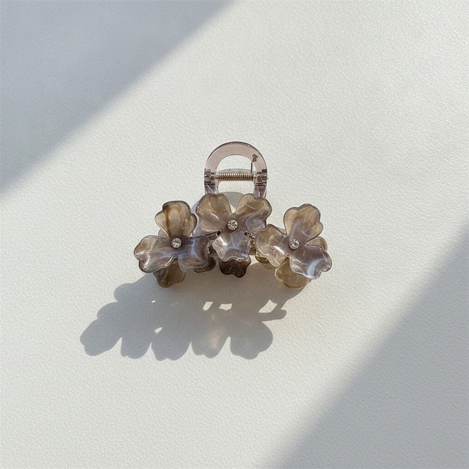 Pearl Flower Hair Claw Rhinestone - Gray