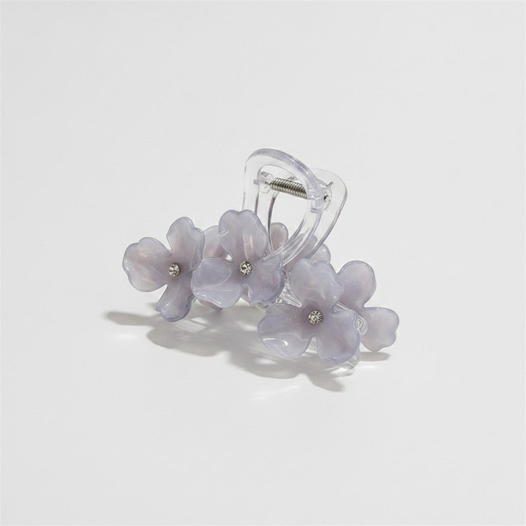Pearl Flower Hair Claw Rhinestone - Gray