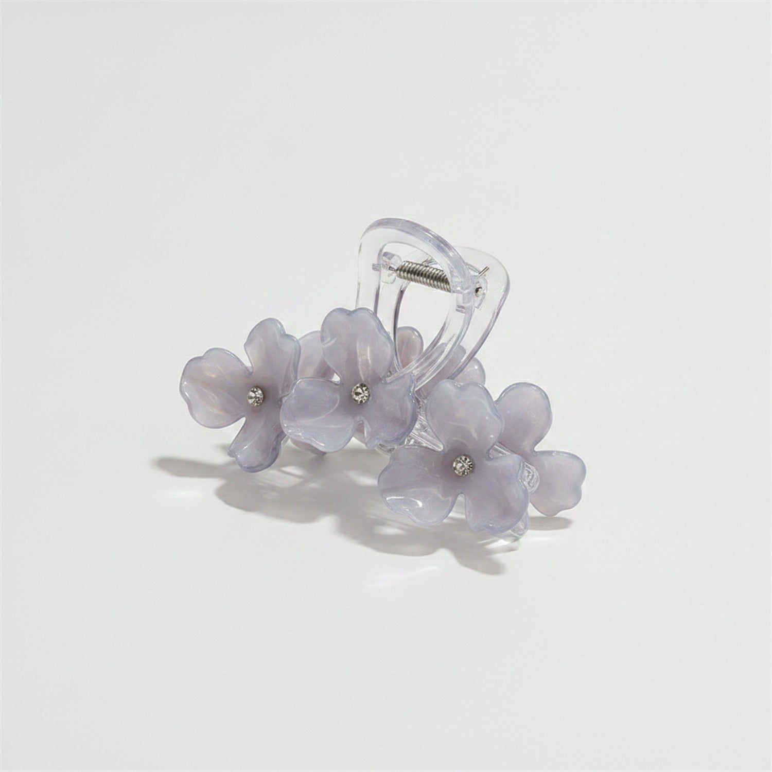Pearl Flower Hair Claw Rhinestone - Gray