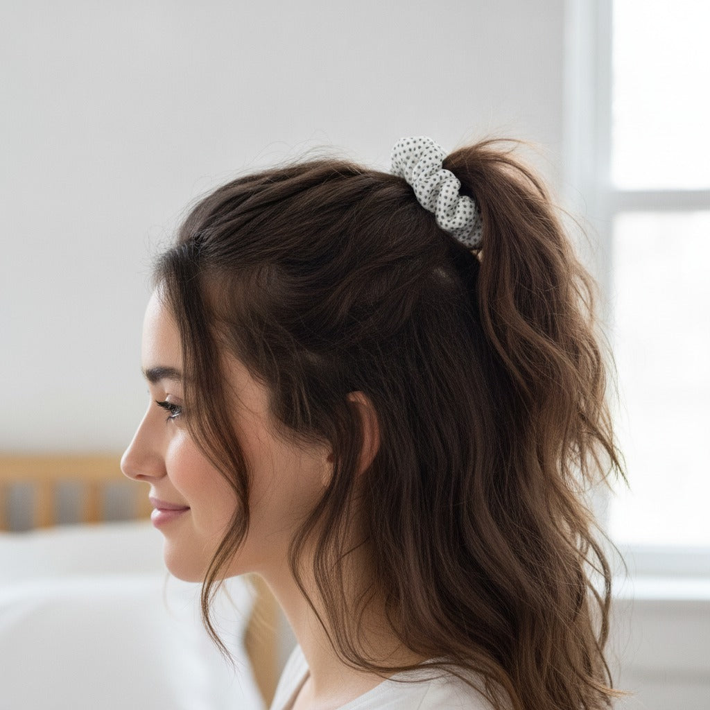 Hair Claw Clip - Cream Polka Dot – hair accessories (view 3)