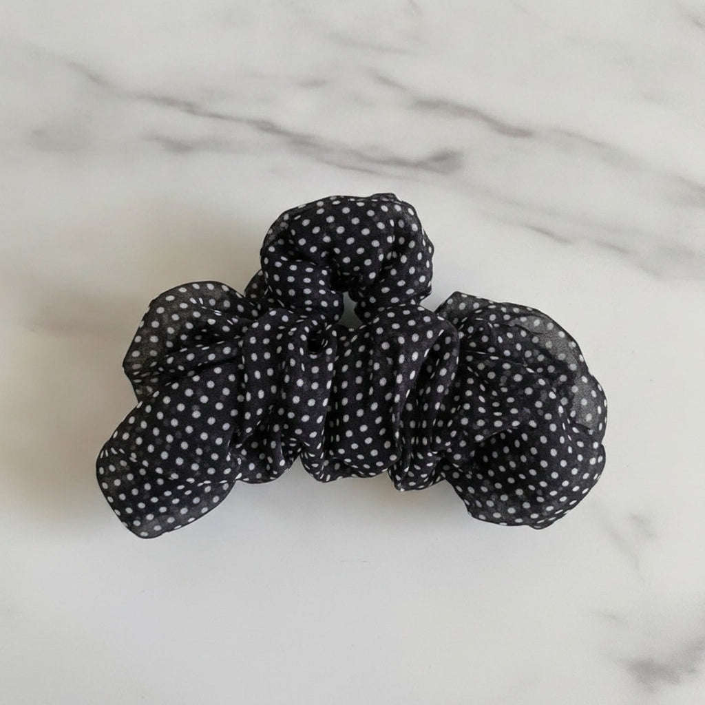 Hair Claw Clip - Black Polka Dot