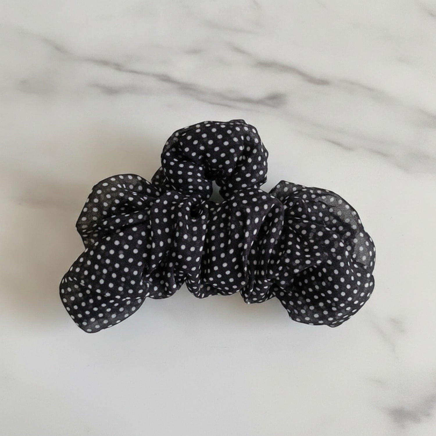 Hair Claw Clip - Black Polka Dot