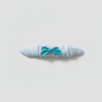 White Puffy Hair Clip With Turquoise Bow