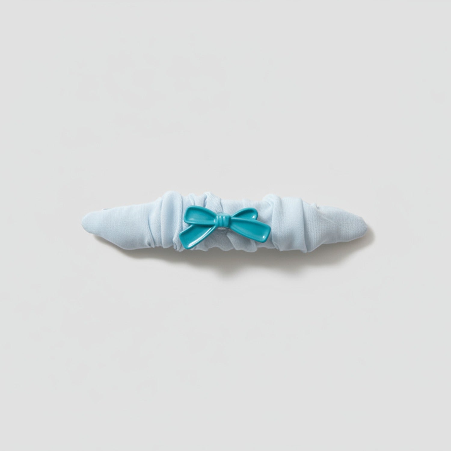 White Puffy Hair Clip With Turquoise Bow