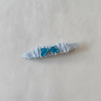 White Puffy Hair Clip With Turquoise Bow – hair accessories (view 2)