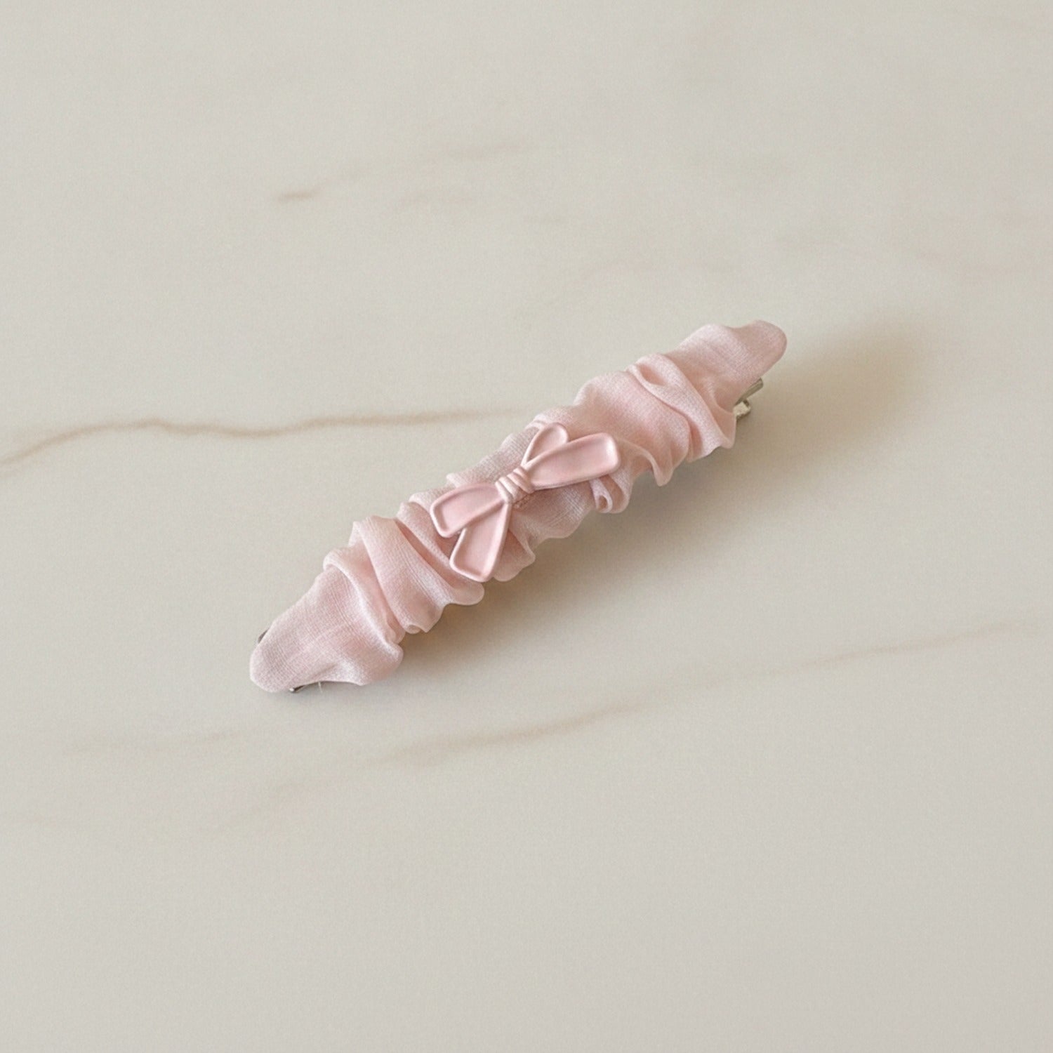 Velvet Bow Hair Clip Rose Gold