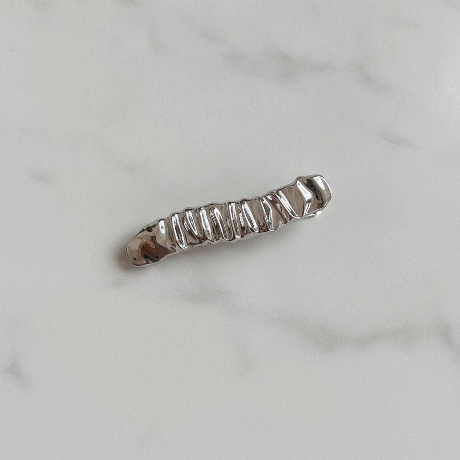 White Marbled Textured Hair Clip Barrette