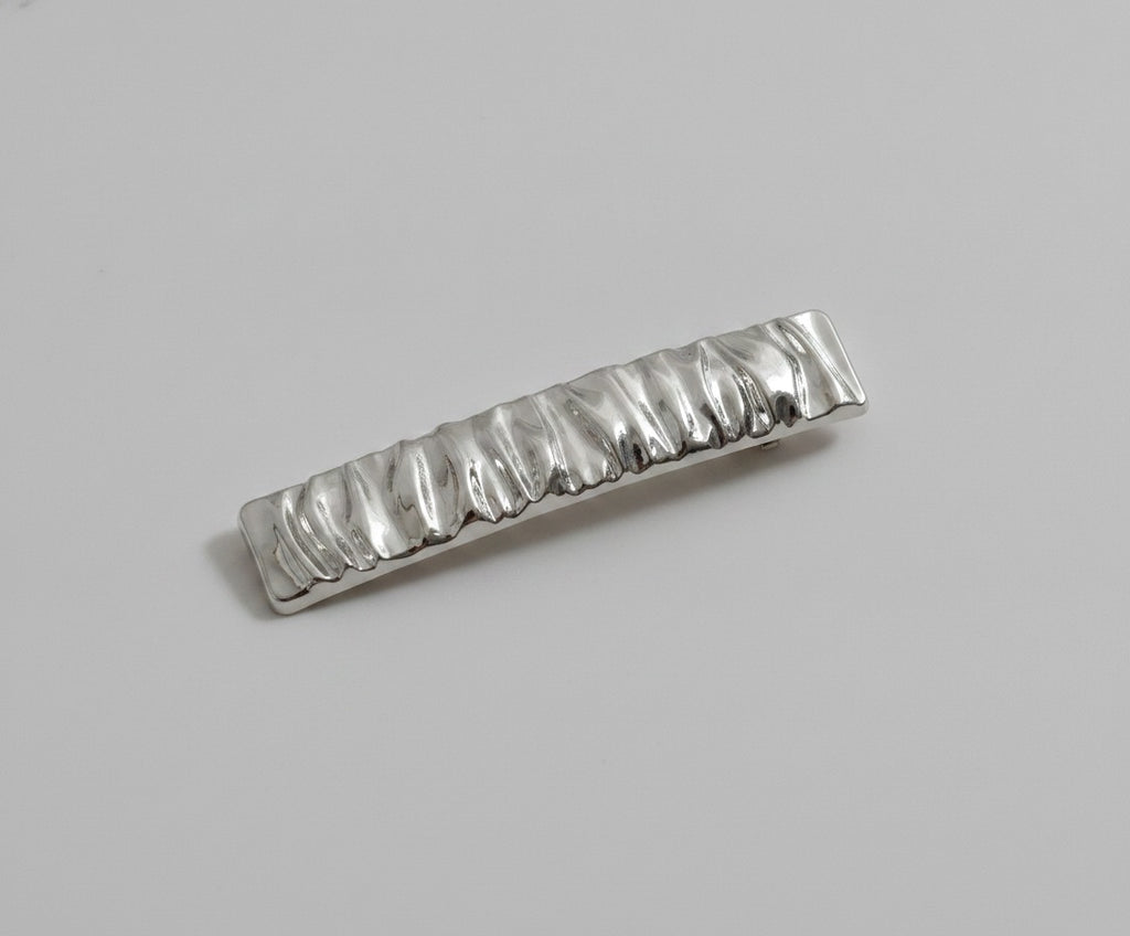 White Marbled Textured Hair Clip Barrette – hair accessories (view 1)