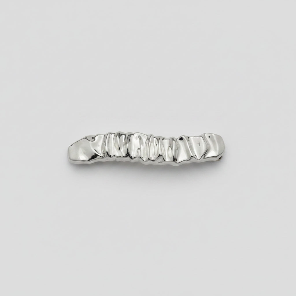 Silver Ruched Metal Hair Clip