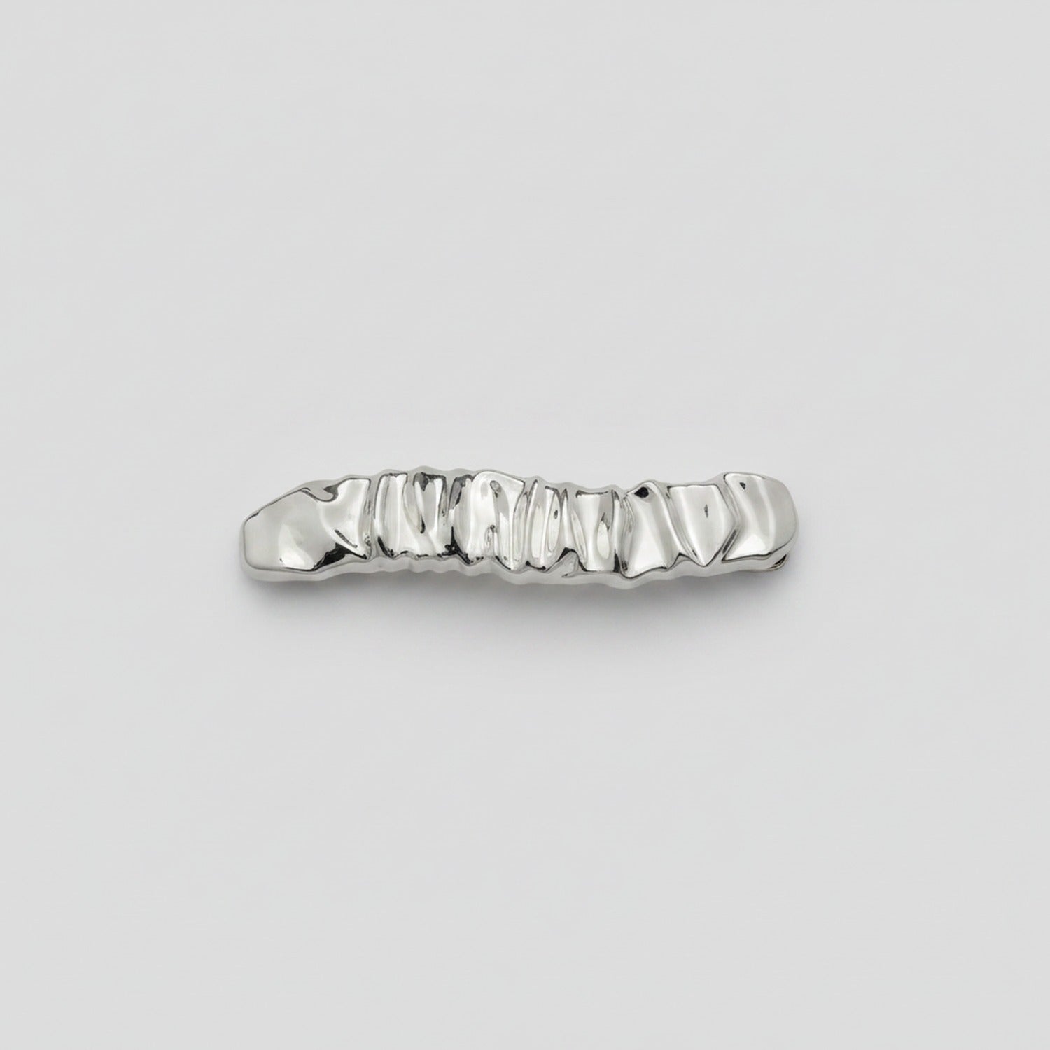 Silver Ruched Metal Hair Clip