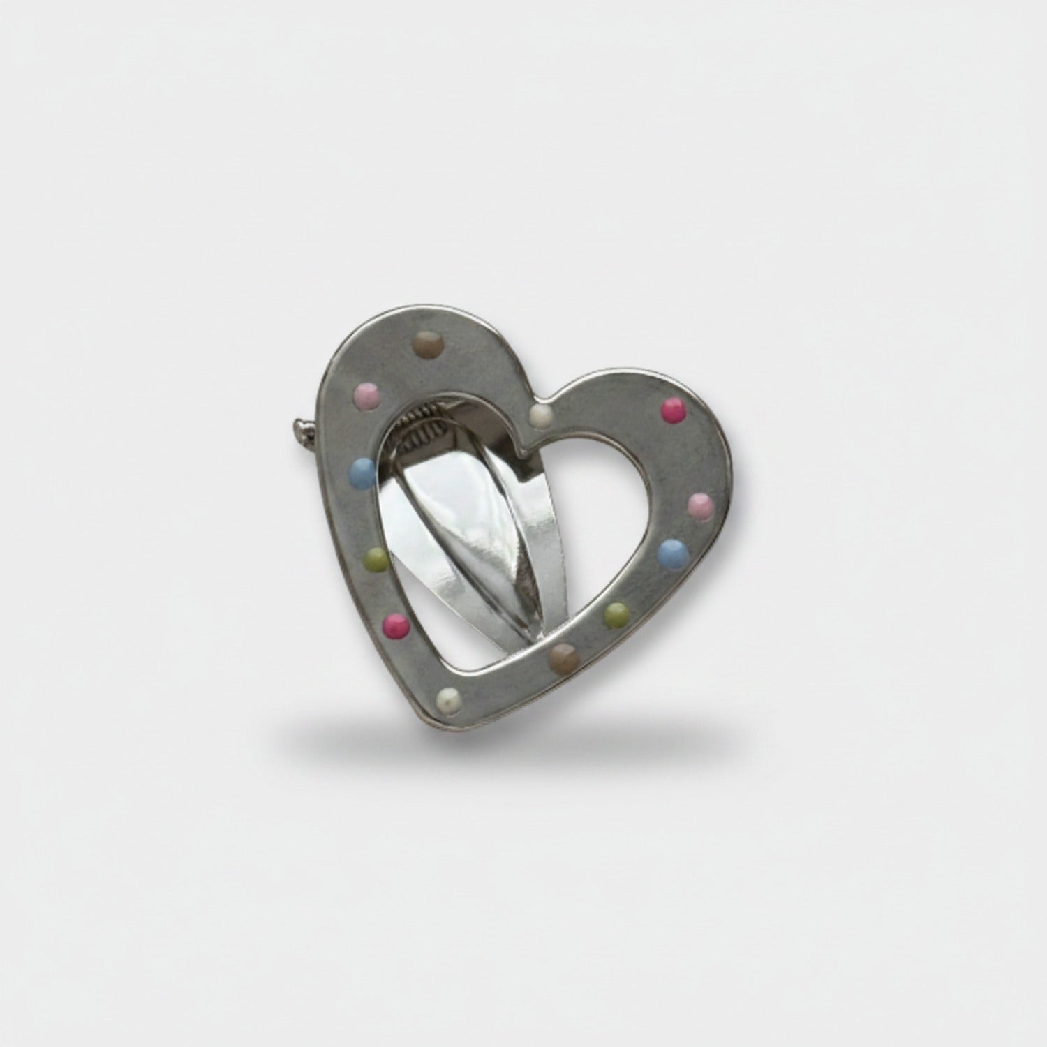 Heart Shaped Hair Clip With Colorful Beads