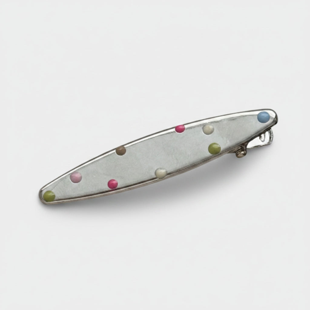 Colorful Beaded Metal Oval Hair Clip