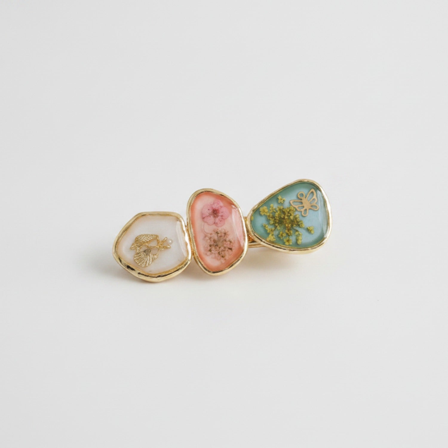 Pressed Flower Resin Hair Clip Set