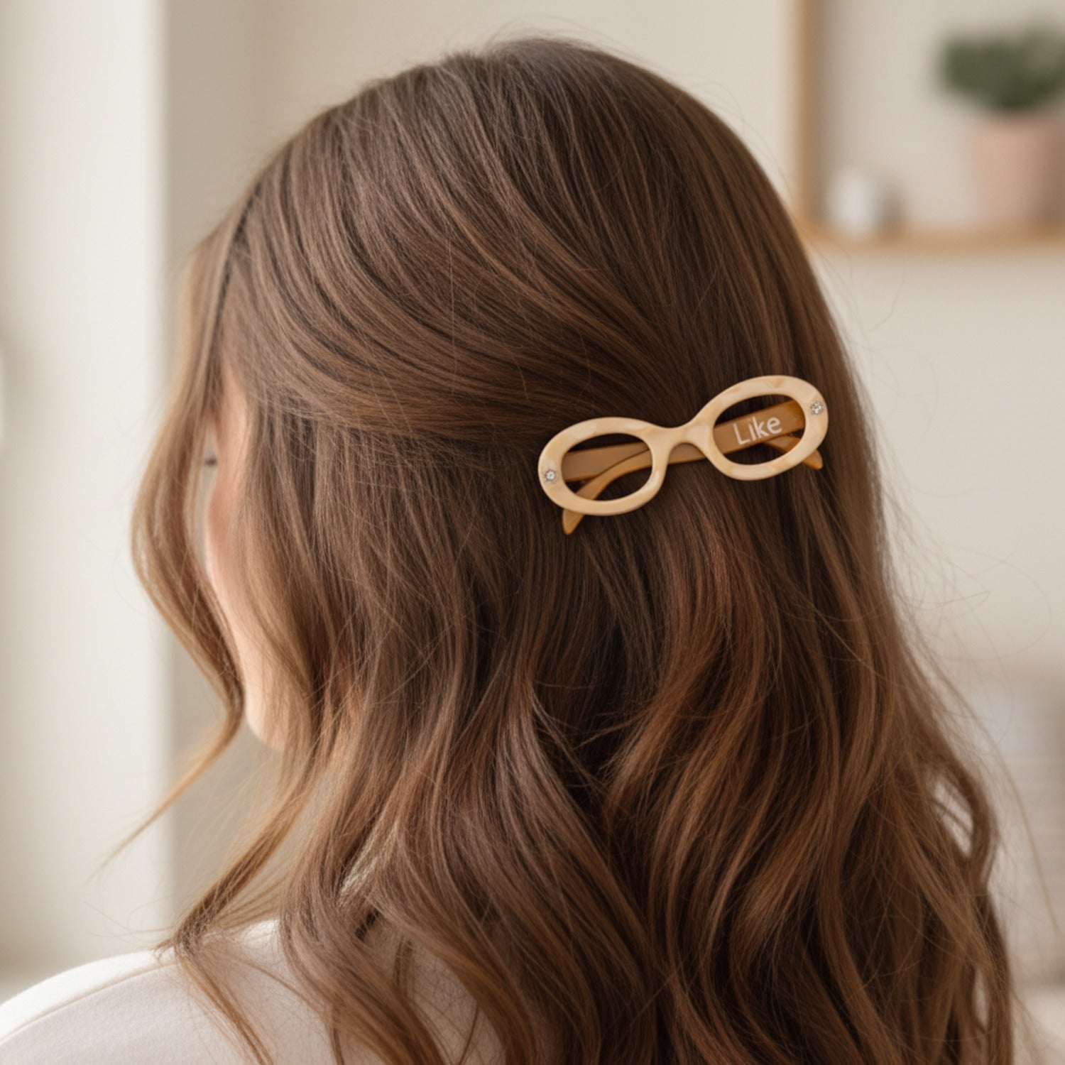 Wooden Butterfly Hair Clip With Rhinestones