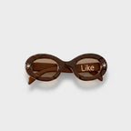 Brown Oval Sunglasses Hair Clip With Rhinestones