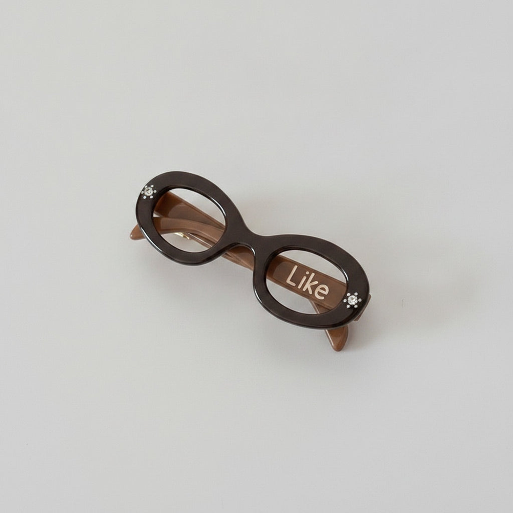 Brown Oval Sunglasses Hair Clip With Rhinestones – hair accessories (view 1)