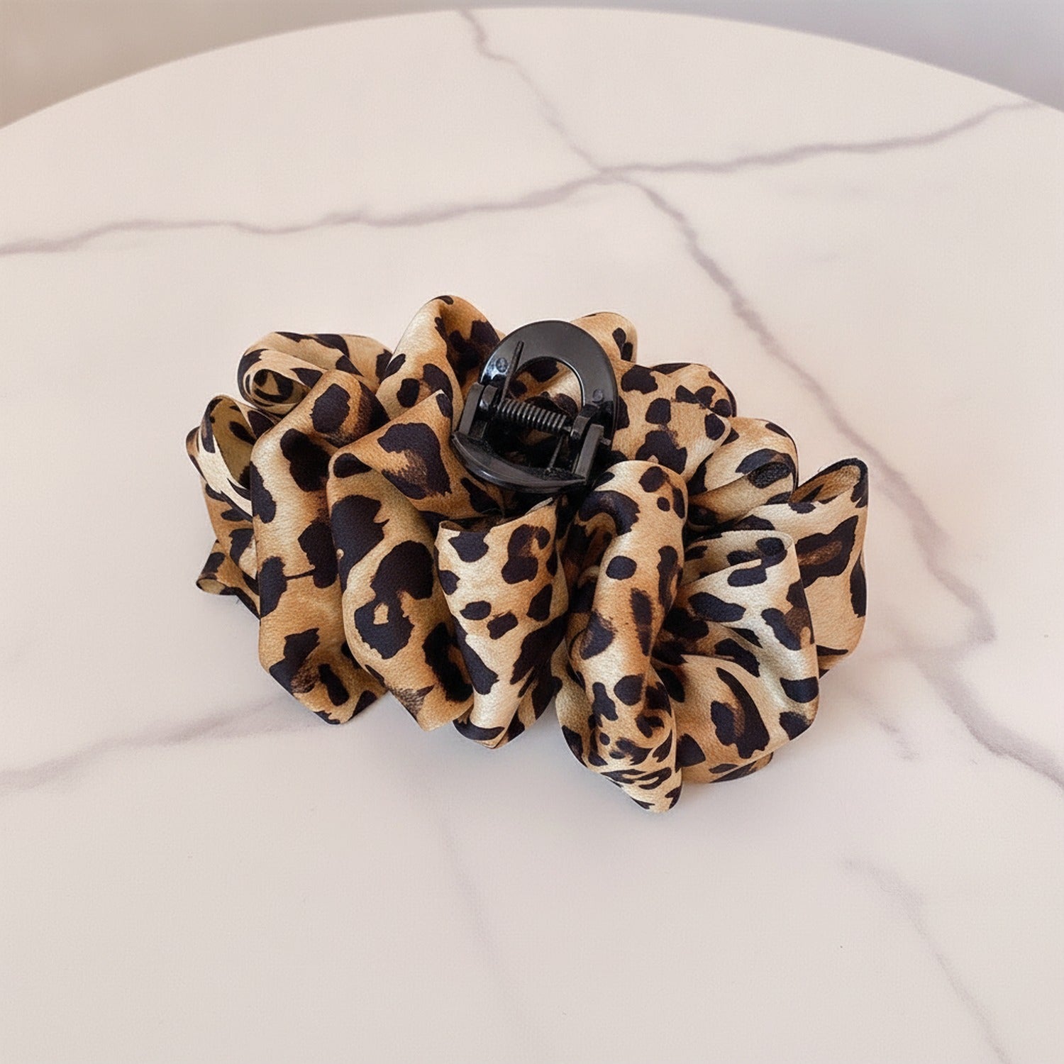 Leopard Print Hair Claw Clip With Charm