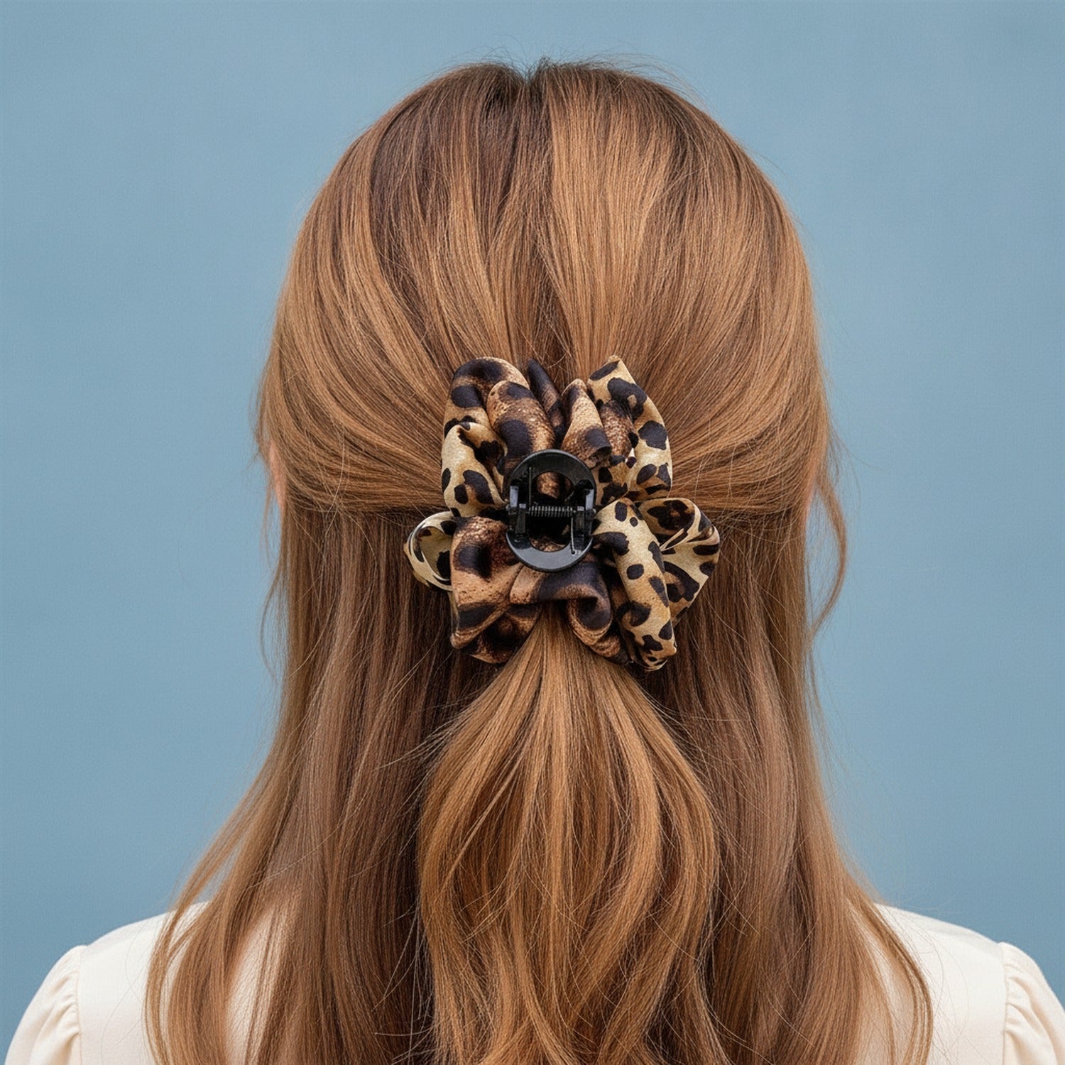 Leopard Print Hair Claw Clip With Charm