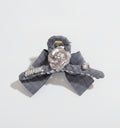 Gray Linen Hair Claw With Rose Charm – hair accessories (view 1)
