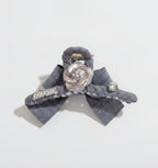 Gray Linen Hair Claw With Rose Charm – hair accessories (view 1)