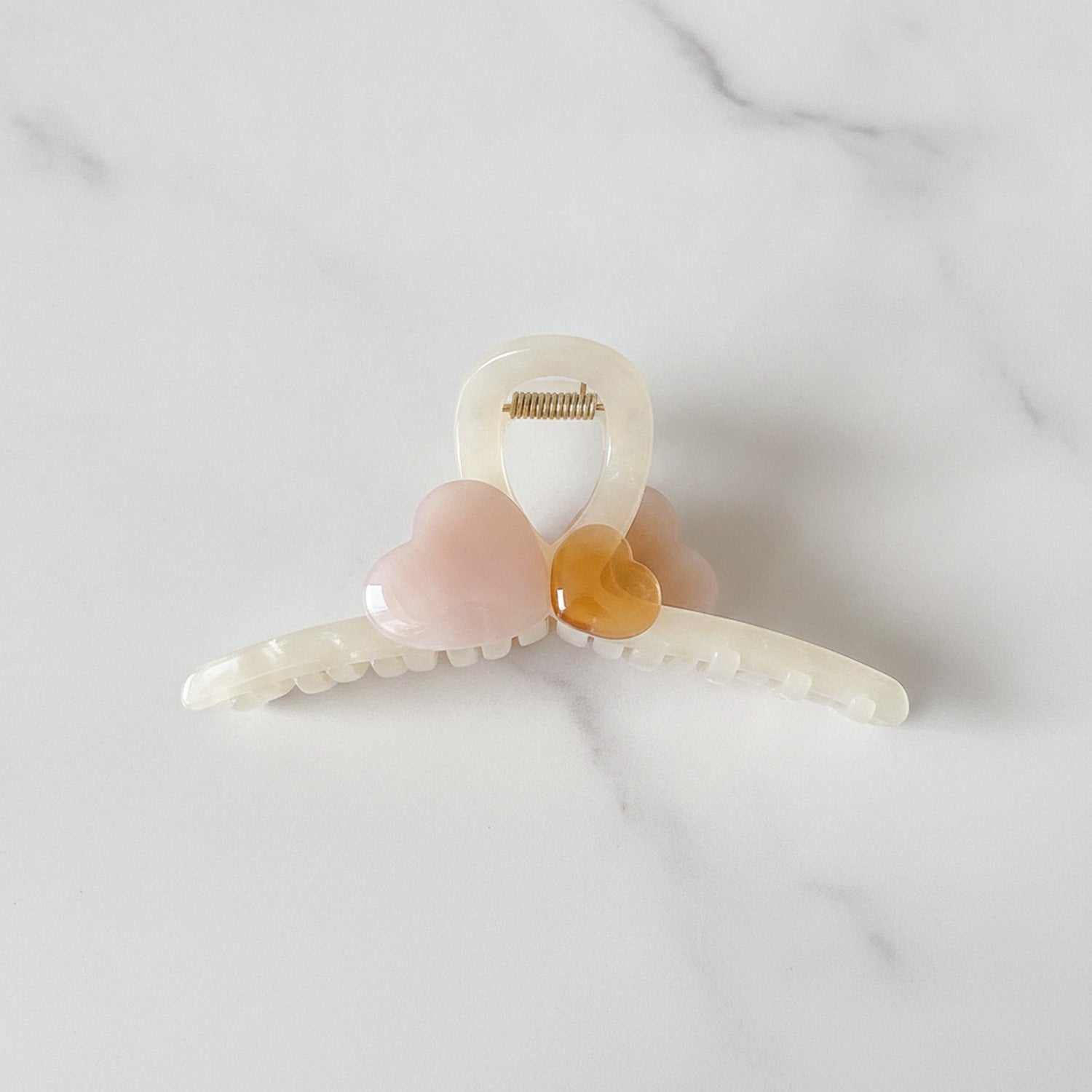 Translucent Pearl Wing Hair Claw - Cream Heart