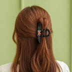 Black Hair Claw With Colorful Love Charm - Pink Heart Brown Claw Clip