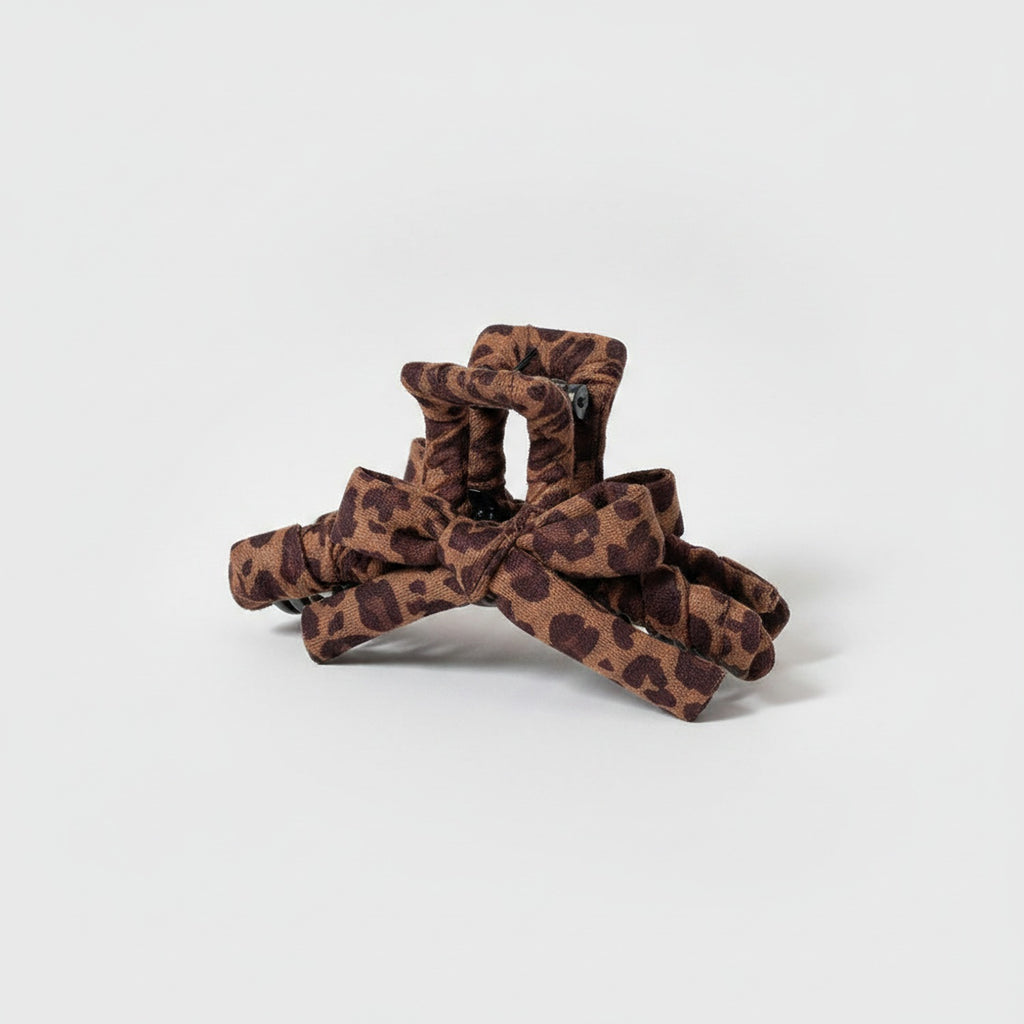 Leopard Print Bow Hair Claw Clip – hair accessories (view 1)