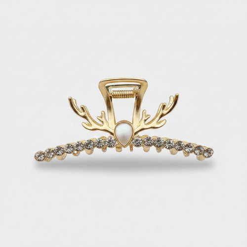 Antler Pearl Rhinestone Hair Claw - Rhinestone Deer Antler Claw Clip – hair accessories (view 1)