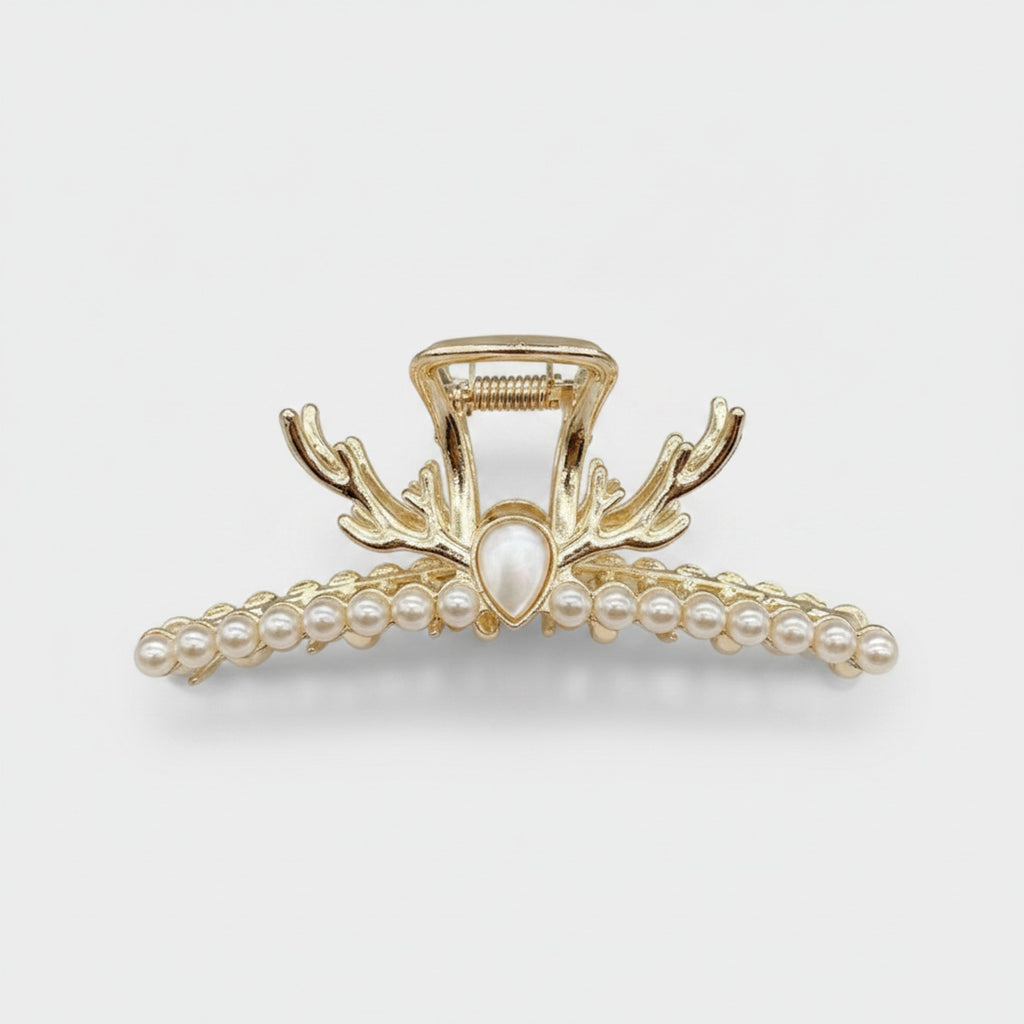 Antler Pearl Rhinestone Hair Claw - Pearl Deer Antler Claw Clip – hair accessories (view 1)