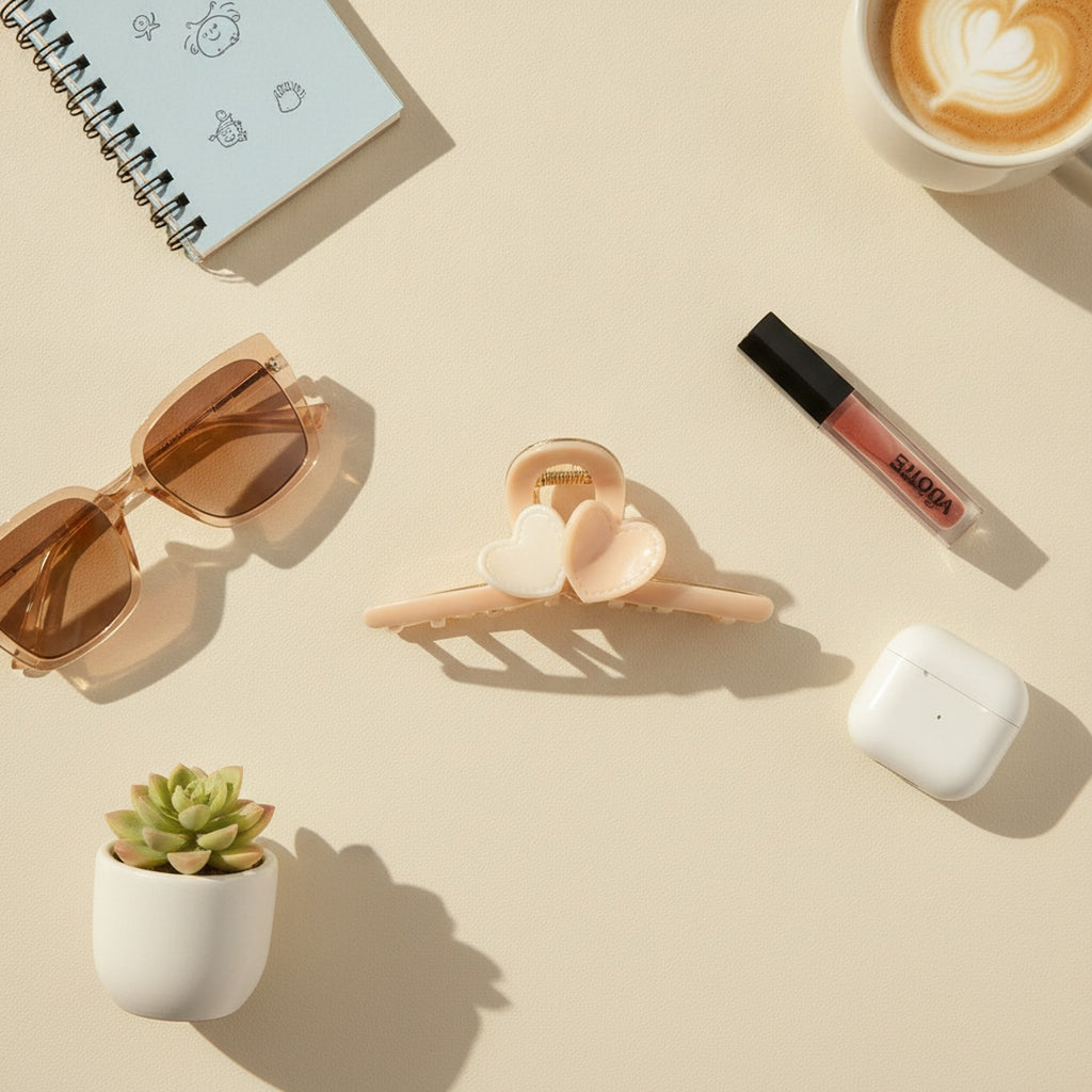 Peach Heart-Shaped Hair Claw Clip – hair accessories (view 2)