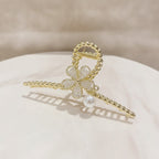 Gold Bow Pearl Hair Claw Clip – hair accessories (view 2)