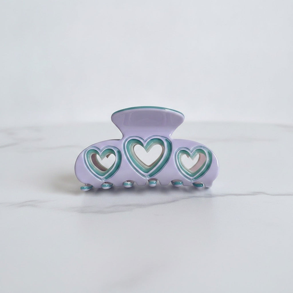 Heart Cutout Hair Claw Clip - Lavender Purple