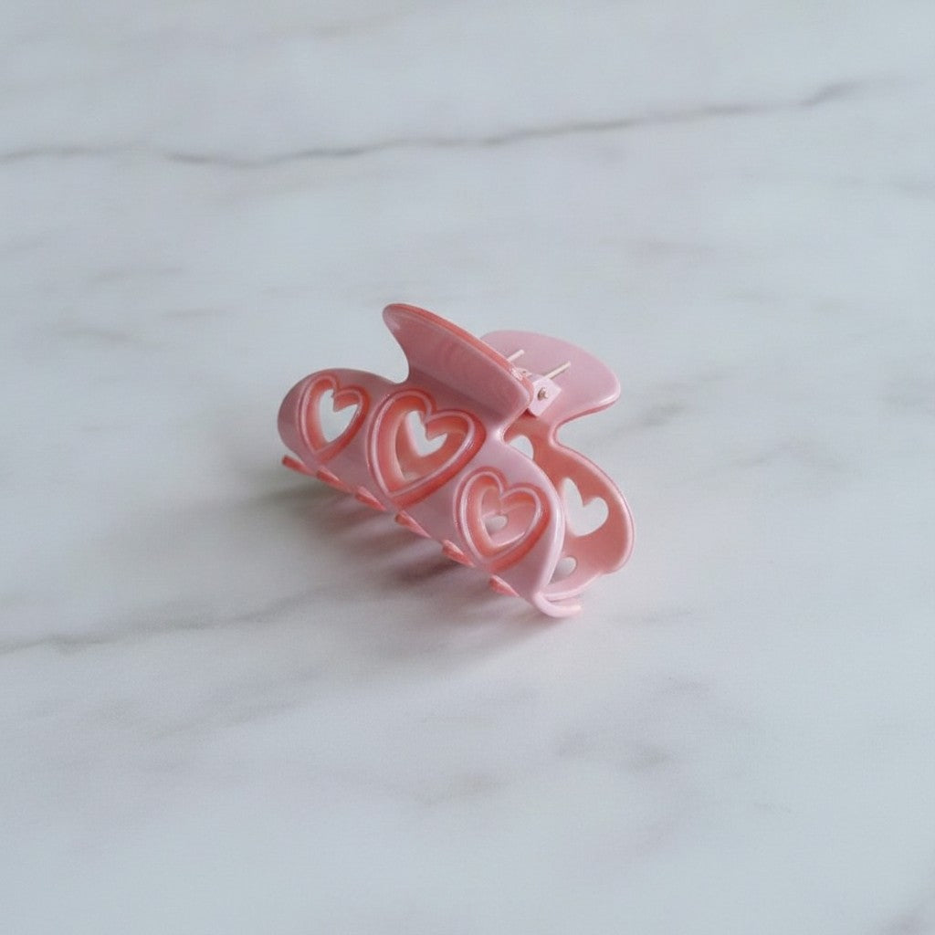 Heart Cutout Hair Claw Clip - Barbie Pink – hair accessories (view 3)