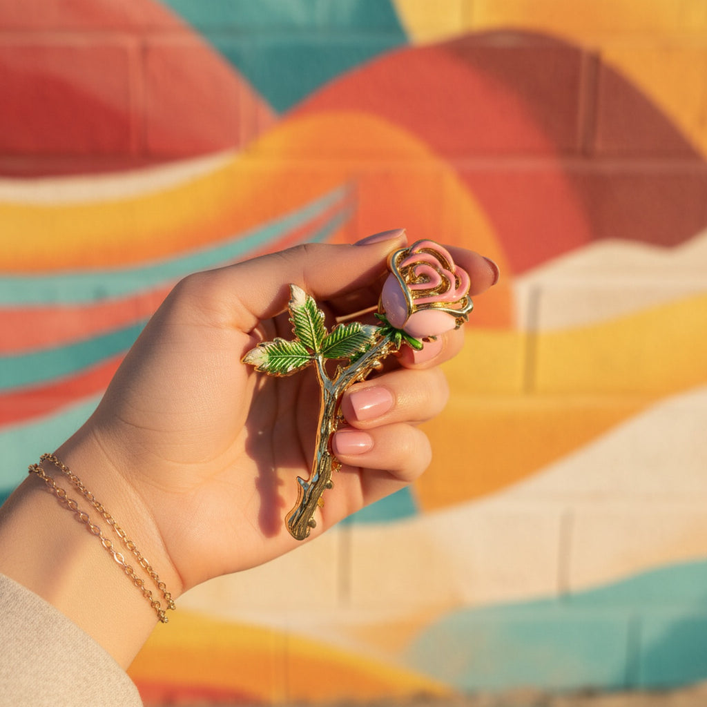 Rose Flower Hair Claw Clip - Rose Gold – hair accessories (view 3)