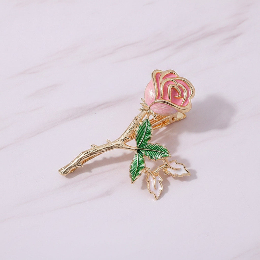 Rose Flower Hair Claw Clip - Rose Gold