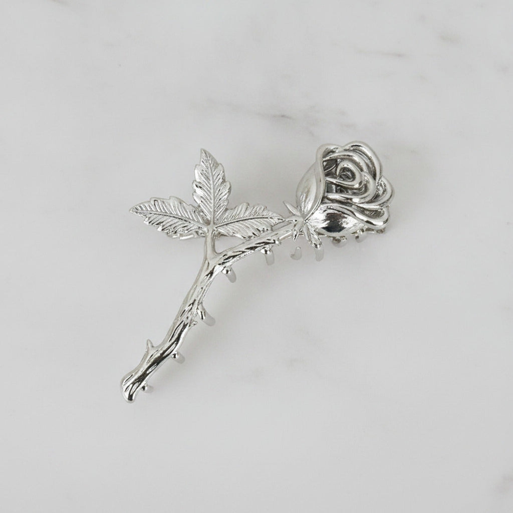 Rose Flower Hair Claw Clip - B Silver