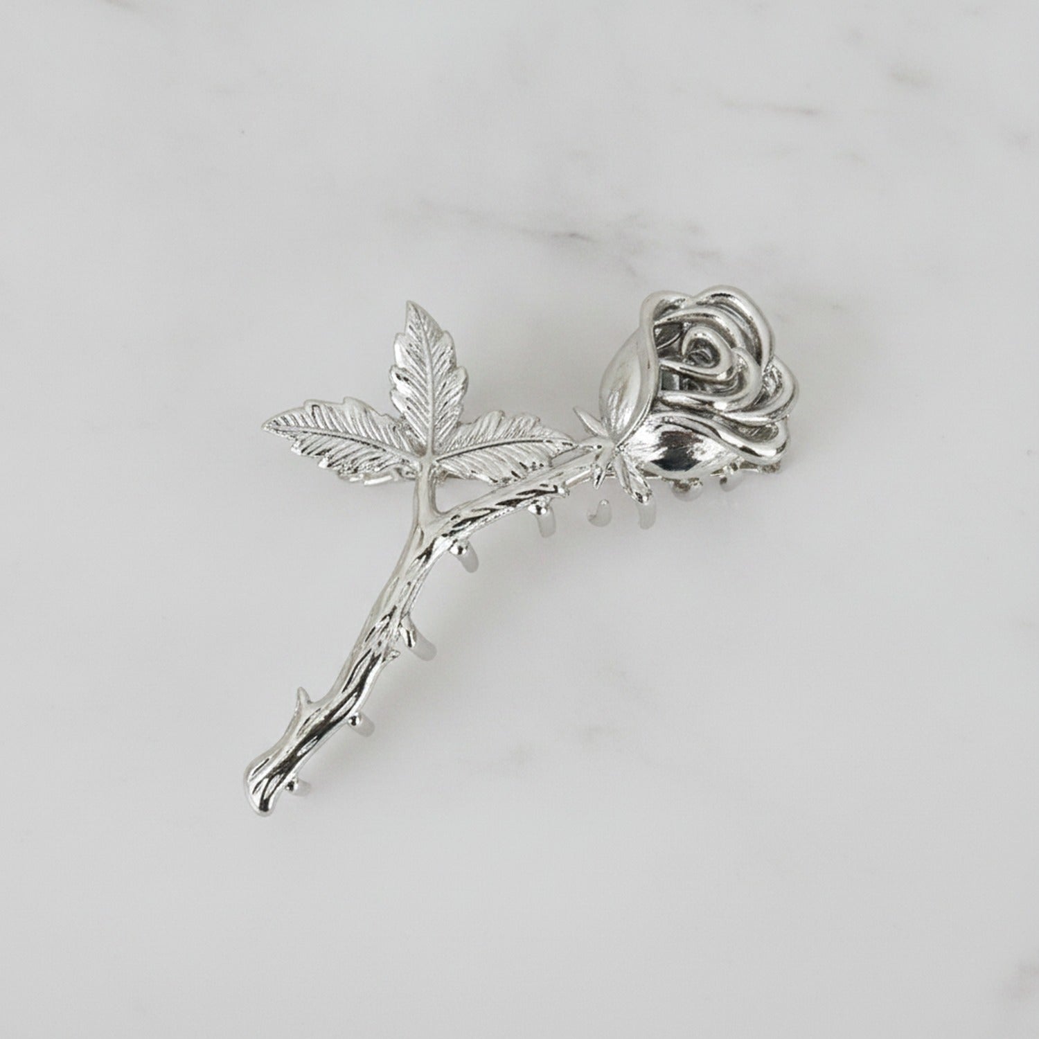 Rose Flower Hair Claw Clip - B Silver