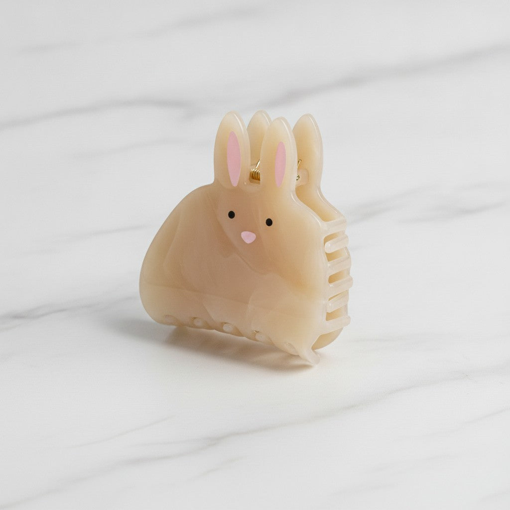 Opal Bunny Pearl Hair Claw Clip - Pink Yellow Bunny Claw Clip – hair accessories (view 3)