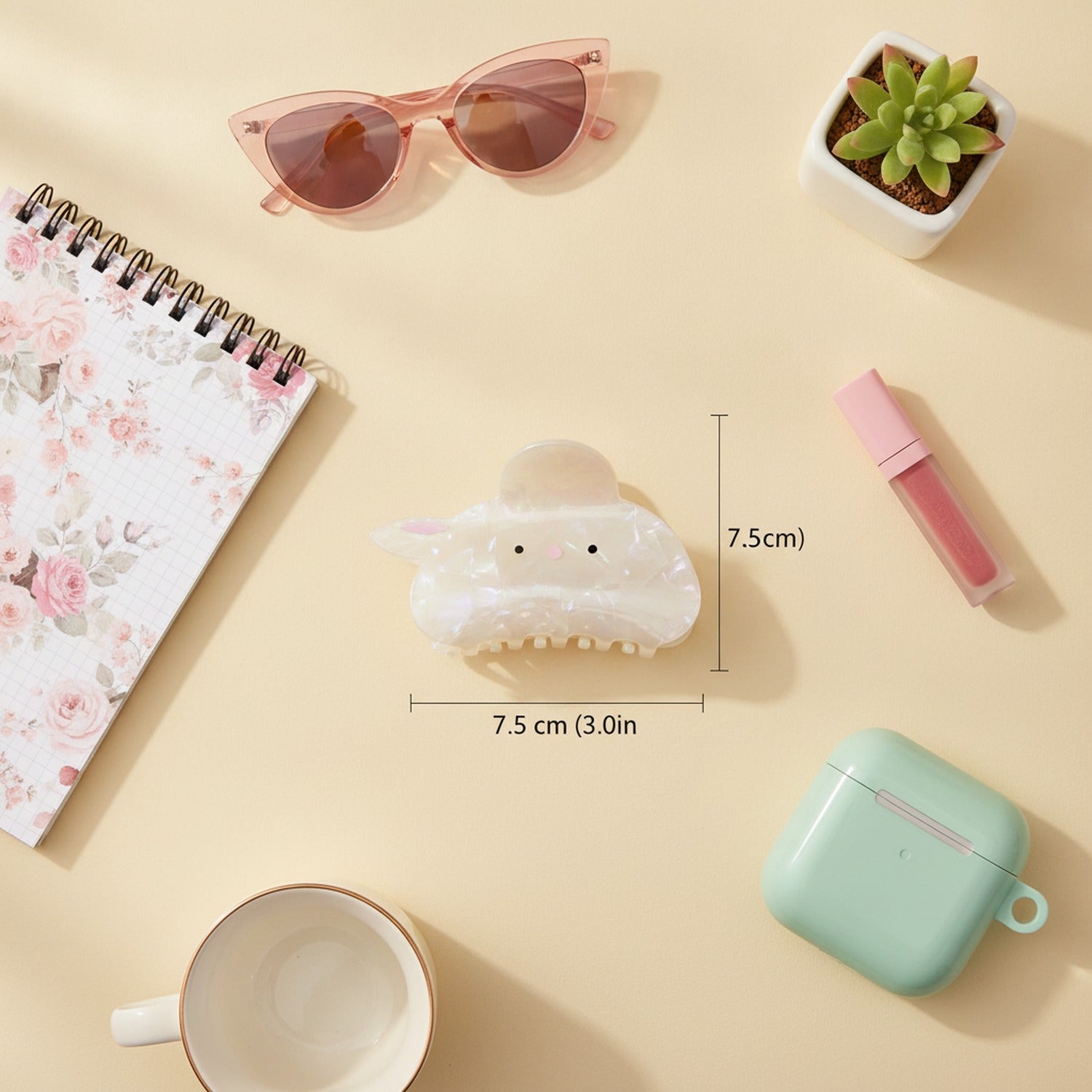Opal Bunny Pearl Hair Claw Clip - White Bunny Claw Clip