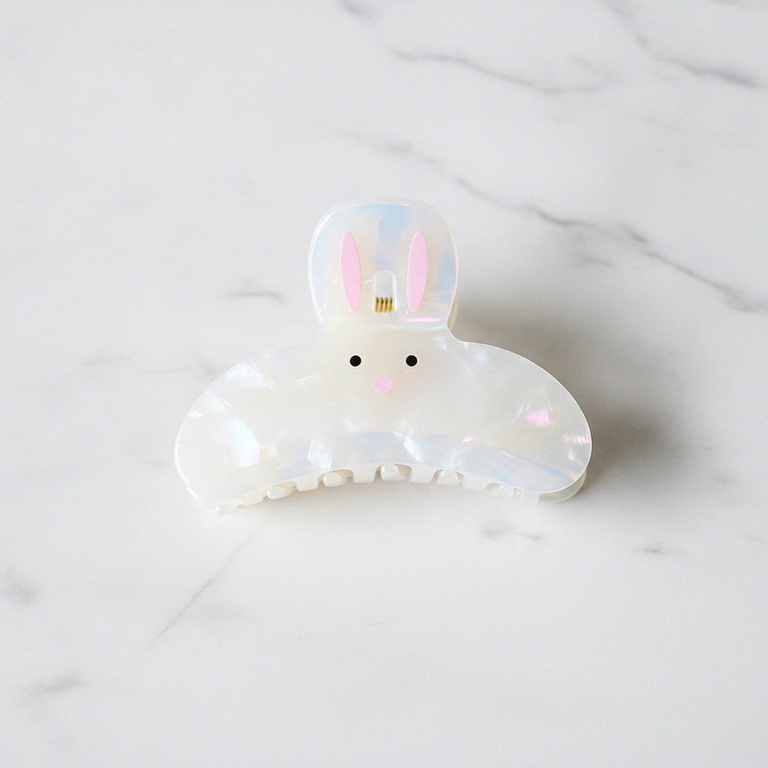 Opal Bunny Pearl Hair Claw Clip - White Bunny Claw Clip