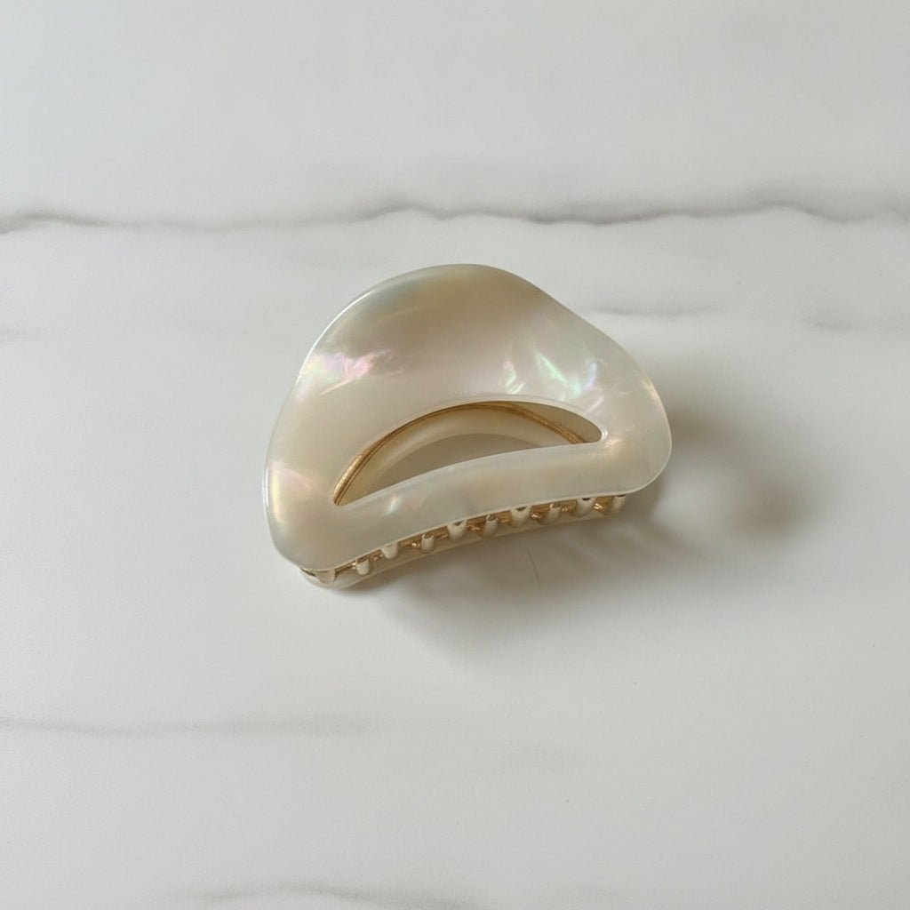 Pearl Beaded Half-Moon Hair Claw - Mermaid Pink
